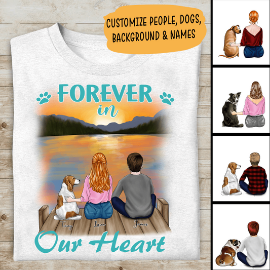 Forever In Our Heart Personalized T-Shirt, Mug, Poster, Canvas Throw Pillow, Special Gifts For Family And Dog Lovers