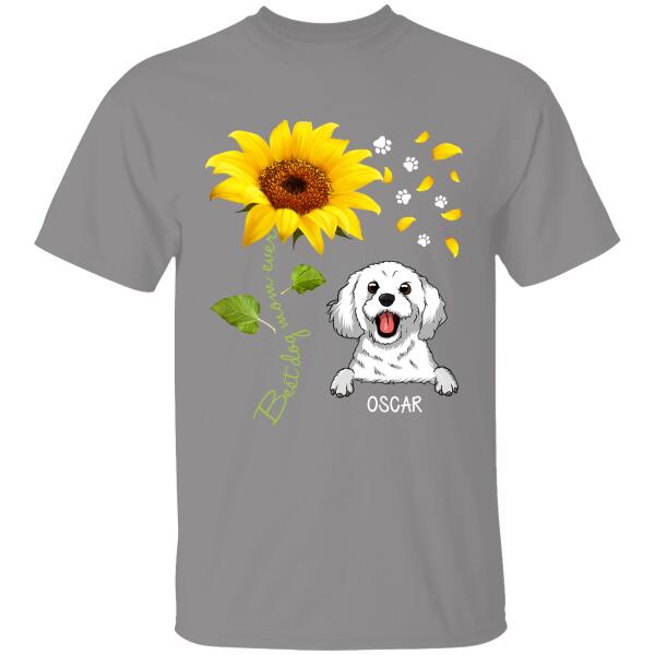 Best Dog Mom Ever Sunflower Personalized T-shirt Special Version For Dog Lover Friends Black Dog