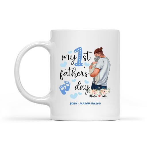 My First Father's Day Born Personalized T-Shirt, Mug, Poster, Canvas, Canvas Throw Pillow, Special Gifts From Dad To Son And Daughter