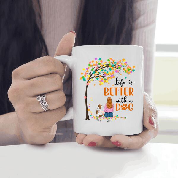 Life Is Better With A Dog Personalized T-Shirt, Mug, Canvas Throw Pillow, Canvas, Best Gifts For Mom And Dog Lovers