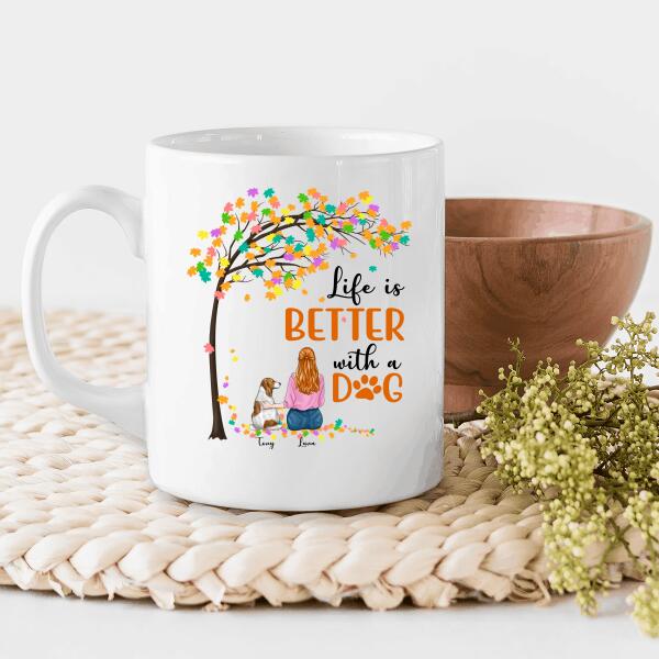 Life Is Better With A Dog Personalized T-Shirt, Mug, Canvas Throw Pillow, Canvas, Best Gifts For Mom And Dog Lovers