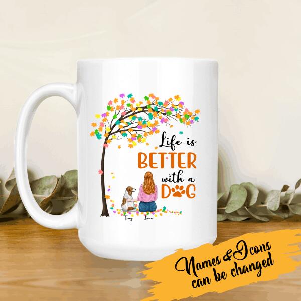 Life Is Better With A Dog Personalized T-Shirt, Mug, Canvas Throw Pillow, Canvas, Best Gifts For Mom And Dog Lovers
