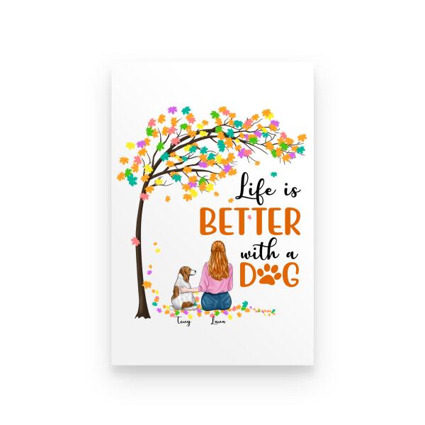 Life Is Better With A Dog Personalized T-Shirt, Mug, Canvas Throw Pillow, Canvas, Best Gifts For Mom And Dog Lovers
