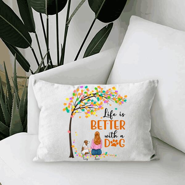 Life Is Better With A Dog Personalized T-Shirt, Mug, Canvas Throw Pillow, Canvas, Best Gifts For Mom And Dog Lovers