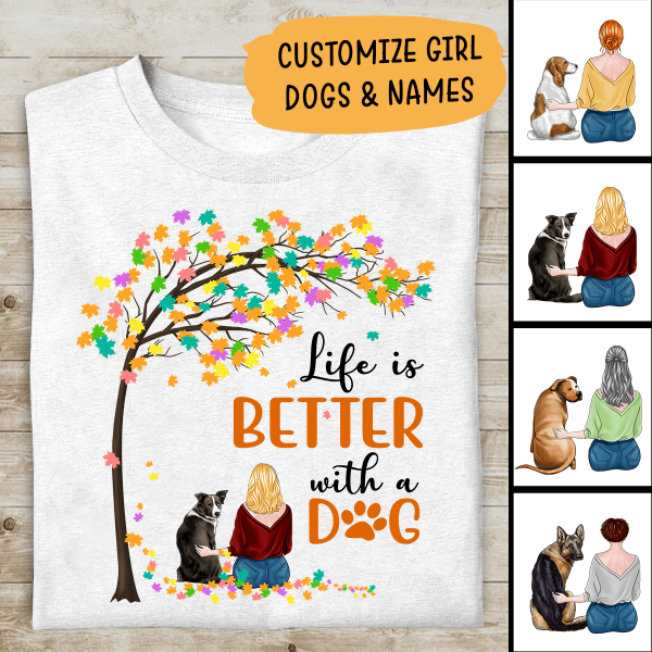 Life Is Better With A Dog Personalized T-Shirt, Mug, Canvas Throw Pillow, Canvas, Best Gifts For Mom And Dog Lovers