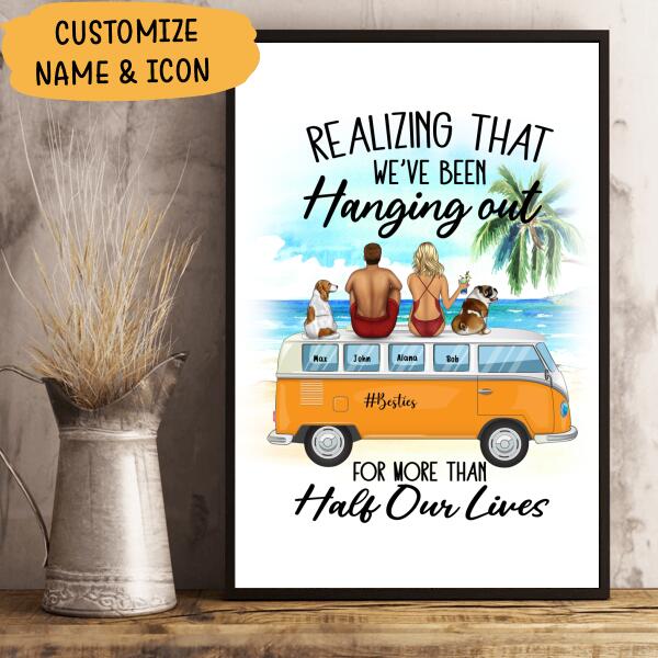 Hanging With Besties And Saying "Remember When..." Personalized T-Shirt, Mug, Poster, Canvas Throw Pillow, Special Gifts For Friends and Dog Lovers