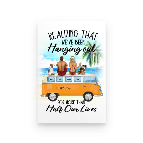 Hanging With Besties And Saying "Remember When..." Personalized T-Shirt, Mug, Poster, Canvas Throw Pillow, Special Gifts For Friends and Dog Lovers