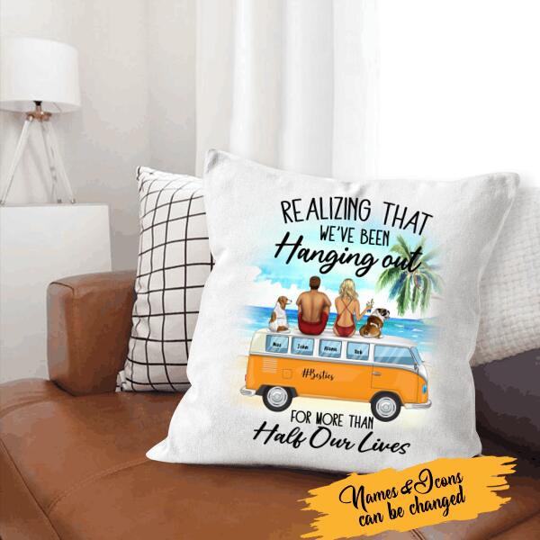 Hanging With Besties And Saying "Remember When..." Personalized T-Shirt, Mug, Poster, Canvas Throw Pillow, Special Gifts For Friends and Dog Lovers