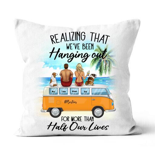 Hanging With Besties And Saying "Remember When..." Personalized T-Shirt, Mug, Poster, Canvas Throw Pillow, Special Gifts For Friends and Dog Lovers