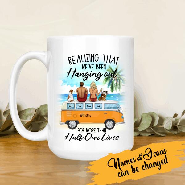Hanging With Besties And Saying "Remember When..." Personalized T-Shirt, Mug, Poster, Canvas Throw Pillow, Special Gifts For Friends and Dog Lovers