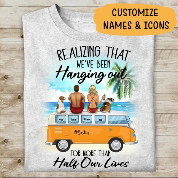 Hanging With Besties And Saying "Remember When..." Personalized T-Shirt, Mug, Poster, Canvas Throw Pillow, Special Gifts For Friends and Dog Lovers