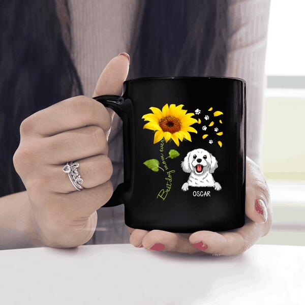 Best Dog Mom Ever Sunflower Personalized T-shirt Special Version For Dog Lover Friends Black Dog