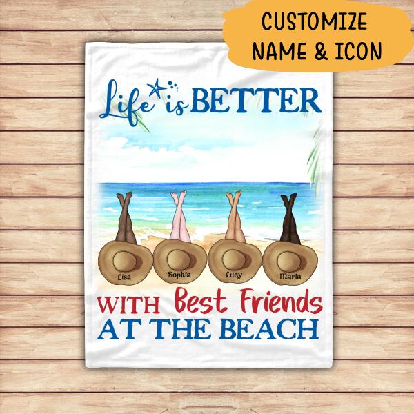 Life Is Better With Friends At Beach Personalized T-shirt Amazing Gift For You Friends Mug Poster Fleece Blanket