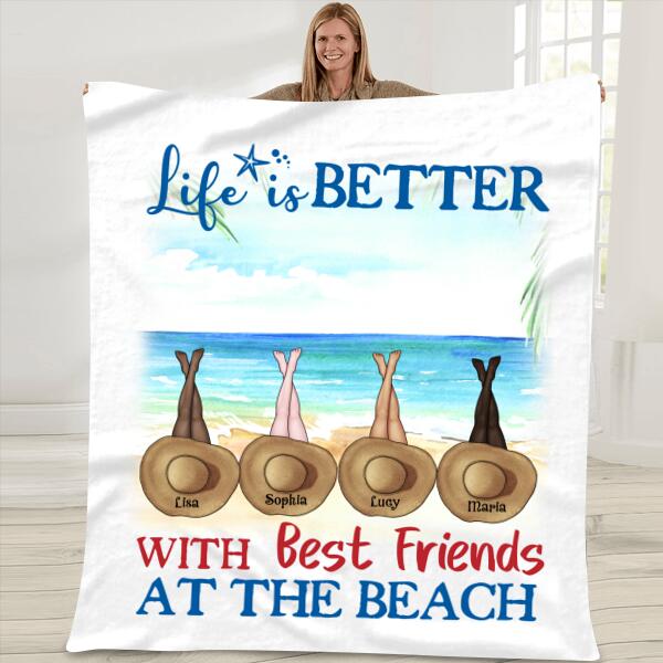 Life Is Better With Friends At Beach Personalized T-shirt Amazing Gift For You Friends Mug Poster Fleece Blanket