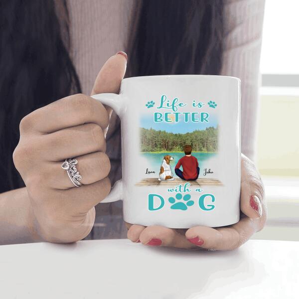 Life Is Better With A Dog Personalized T-shirt, Mug, Canvas Throw Pillow, Poster, Blanket, Bests Gift For Dad And Dog Lovers