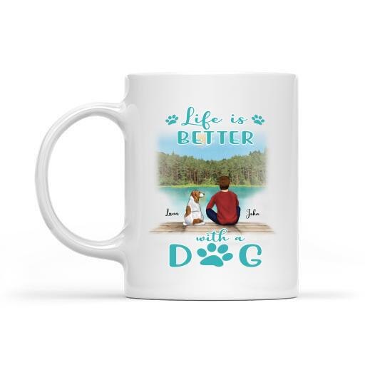 Life Is Better With A Dog Personalized T-shirt, Mug, Canvas Throw Pillow, Poster, Blanket, Bests Gift For Dad And Dog Lovers