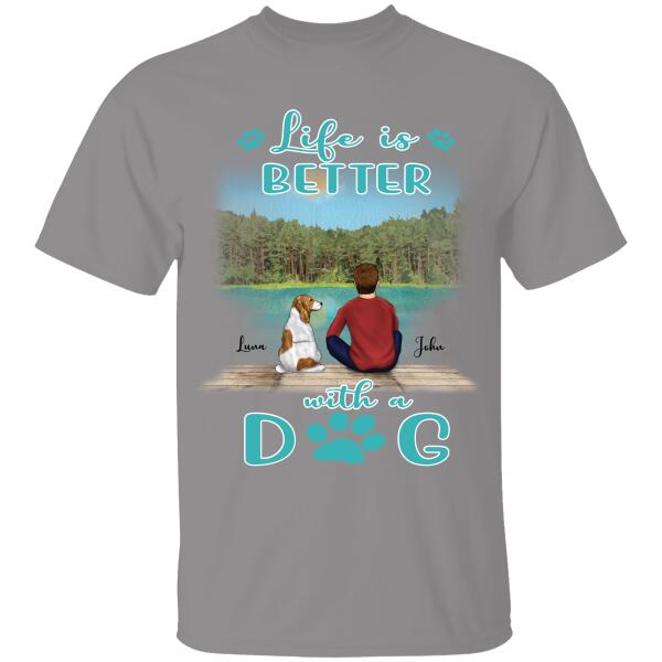 Life Is Better With A Dog Personalized T-shirt, Mug, Canvas Throw Pillow, Poster, Blanket, Bests Gift For Dad And Dog Lovers