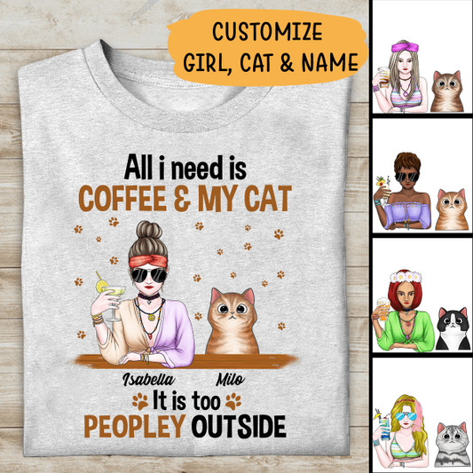 All I Need Is Coffee And My Cat Personalized T-shirt For Cat Lovers Special Gift For Friends