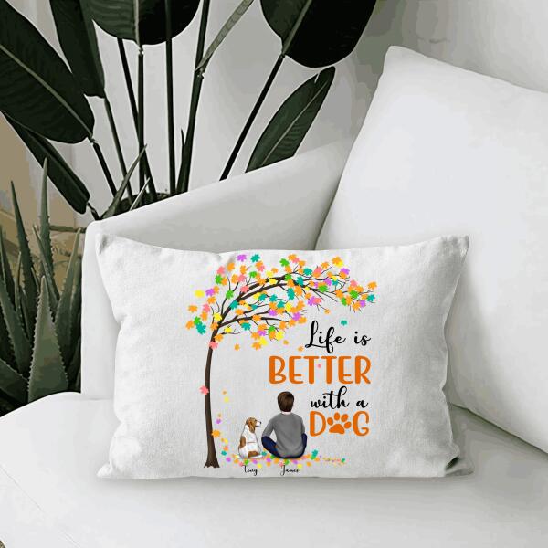 Life Is Better With A Dog Personalized T-Shirt, Mug, Poster, Canvas Throw Pillow, Canvas, Best Gifts For Dad And Dog Lovers