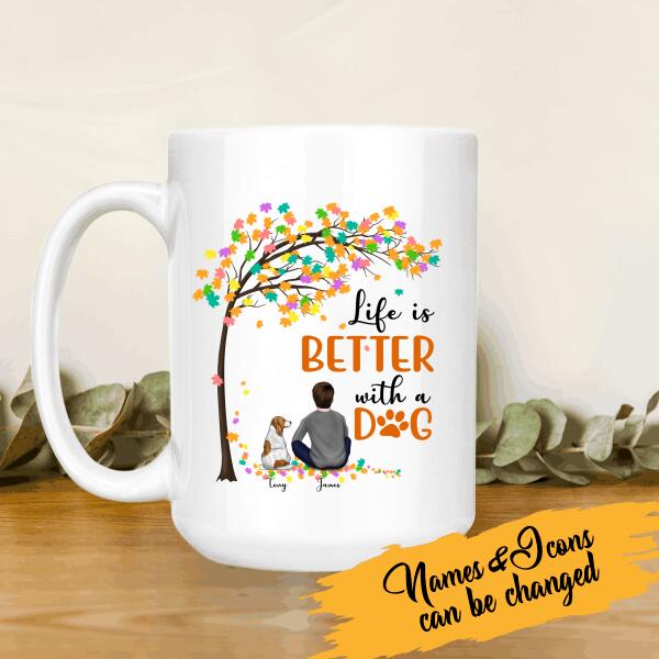 Life Is Better With A Dog Personalized T-Shirt, Mug, Poster, Canvas Throw Pillow, Canvas, Best Gifts For Dad And Dog Lovers