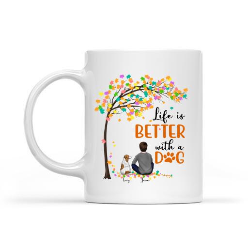 Life Is Better With A Dog Personalized T-Shirt, Mug, Poster, Canvas Throw Pillow, Canvas, Best Gifts For Dad And Dog Lovers
