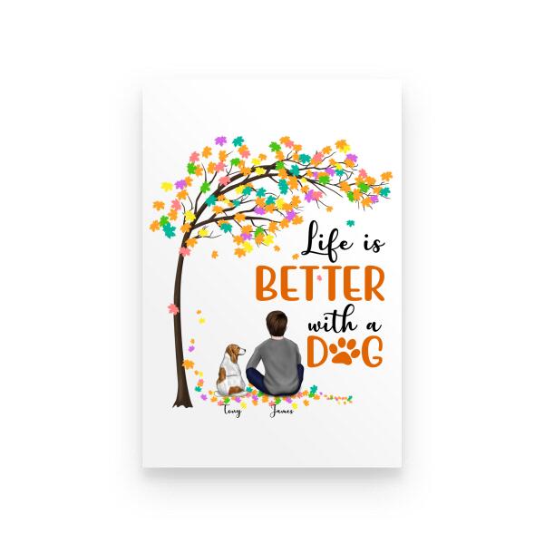 Life Is Better With A Dog Personalized T-Shirt, Mug, Poster, Canvas Throw Pillow, Canvas, Best Gifts For Dad And Dog Lovers