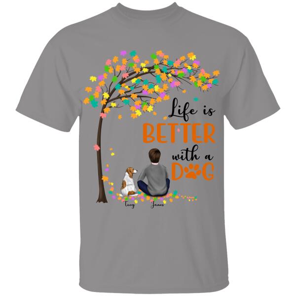 Life Is Better With A Dog Personalized T-Shirt, Mug, Poster, Canvas Throw Pillow, Canvas, Best Gifts For Dad And Dog Lovers
