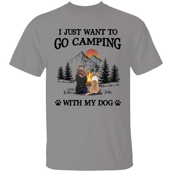 I Just Want To Go Camping With My Dog Personalized T-shirt For Dog Lovers Mom Friends