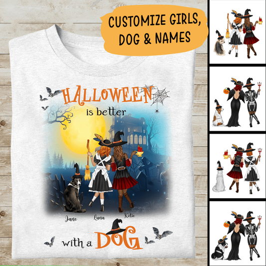 Halloween Is Better With A Dog Personalized T-Shirt, Mug, Canvas Throw Pillow, Blanket, Poster, Best Gifts For Friends, Dog Lovers And Halloween Occasion