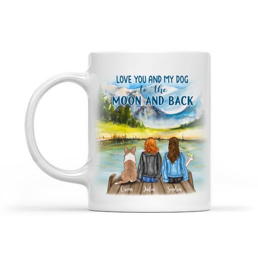 I Love You And My Dog To The Moon And Back Personalized T-shirt Mug Fleece Blanket For Dog Lover Friends