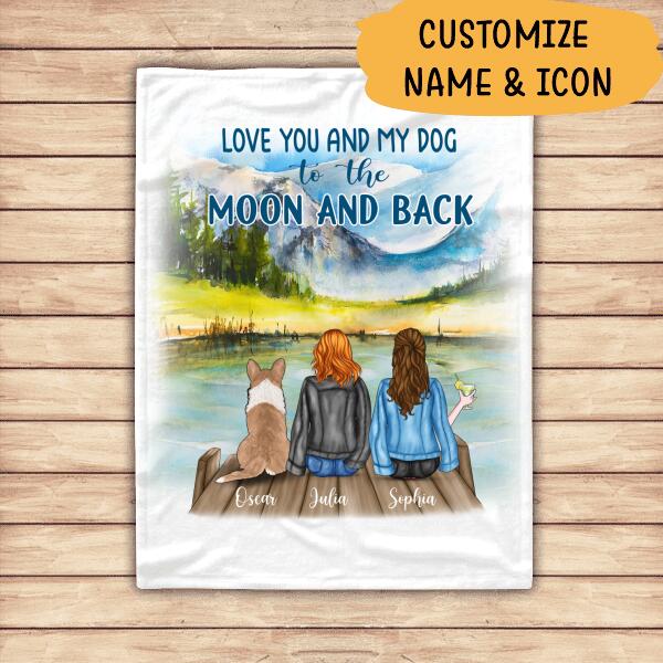 I Love You And My Dog To The Moon And Back Personalized T-shirt Mug Fleece Blanket For Dog Lover Friends