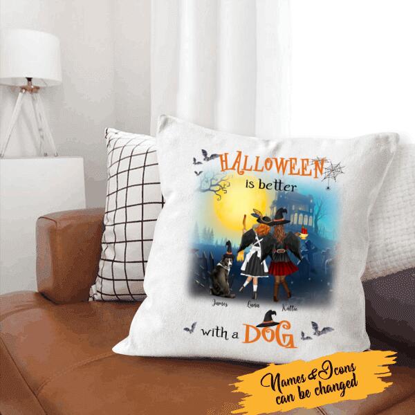 Halloween Is Better With A Dog Personalized T-Shirt, Mug, Canvas Throw Pillow, Blanket, Poster, Best Gifts For Friends, Dog Lovers And Halloween Occasion