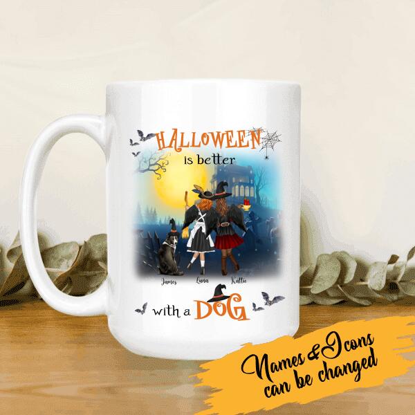Halloween Is Better With A Dog Personalized T-Shirt, Mug, Canvas Throw Pillow, Blanket, Poster, Best Gifts For Friends, Dog Lovers And Halloween Occasion