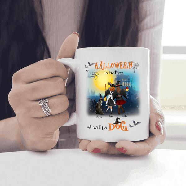 Halloween Is Better With A Dog Personalized T-Shirt, Mug, Canvas Throw Pillow, Blanket, Poster, Best Gifts For Friends, Dog Lovers And Halloween Occasion