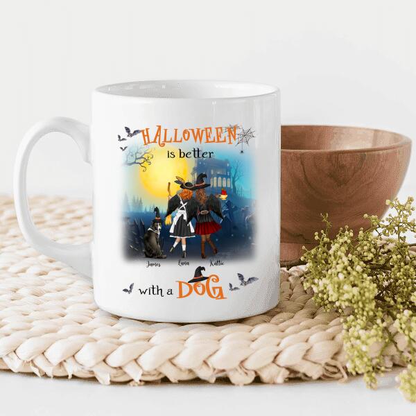 Halloween Is Better With A Dog Personalized T-Shirt, Mug, Canvas Throw Pillow, Blanket, Poster, Best Gifts For Friends, Dog Lovers And Halloween Occasion