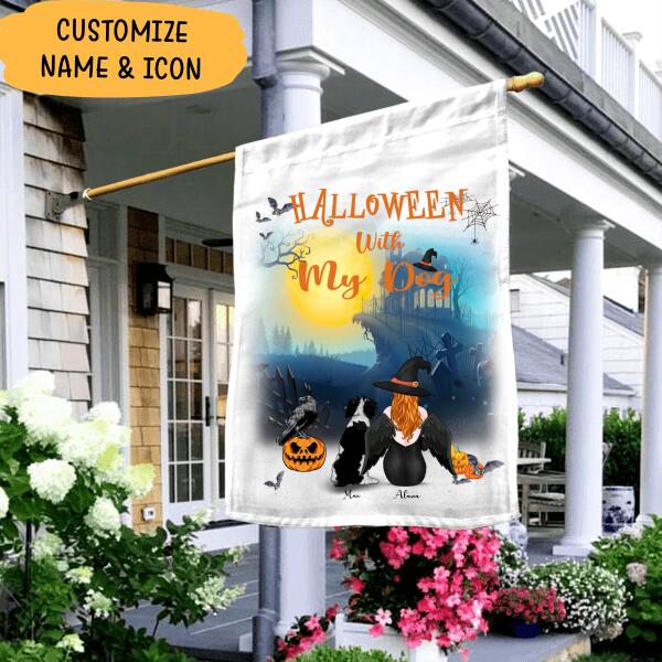 Halloween With My Dog Personalized T-shirt, Mug, Blanket, Poster, Canvas Throw Pillow, Best Gifts For Dog Lovers And Halloween Occasion