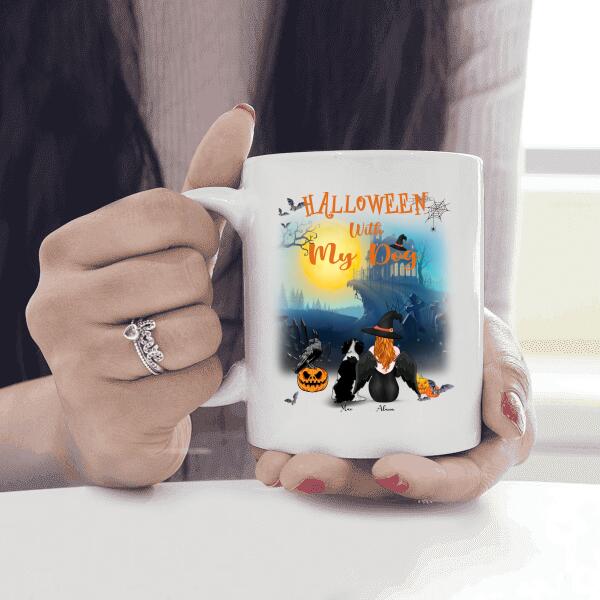 Halloween With My Dog Personalized T-shirt, Mug, Blanket, Poster, Canvas Throw Pillow, Best Gifts For Dog Lovers And Halloween Occasion