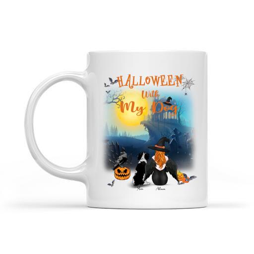 Halloween With My Dog Personalized T-shirt, Mug, Blanket, Poster, Canvas Throw Pillow, Best Gifts For Dog Lovers And Halloween Occasion