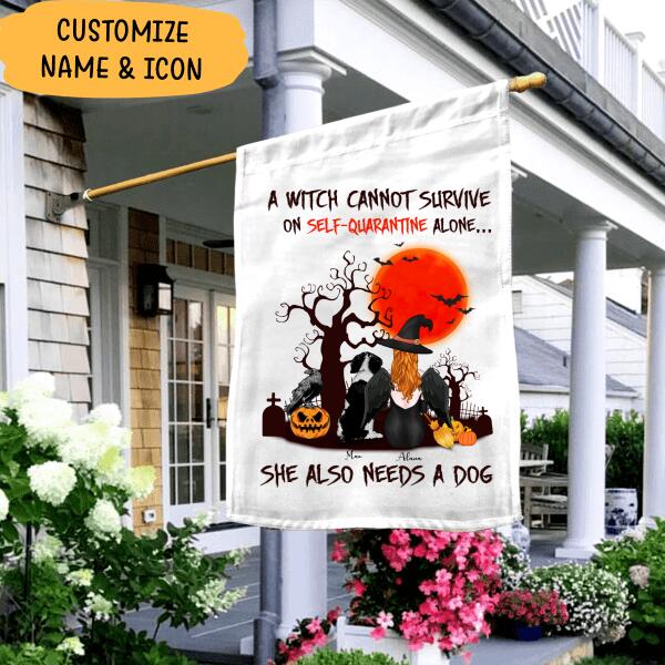 A Witch Cannot Survive On Self-quarantine Alone, She Also Needs A Dog Personalized T-shirt, Mug, Blanket, Poster, Canvas Throw Pillow, Bests Gifts For Halloween Occasion