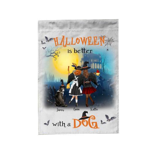 Halloween Is Better With A Dog Personalized T-Shirt, Mug, Canvas Throw Pillow, Blanket, Poster, Best Gifts For Friends, Dog Lovers And Halloween Occasion