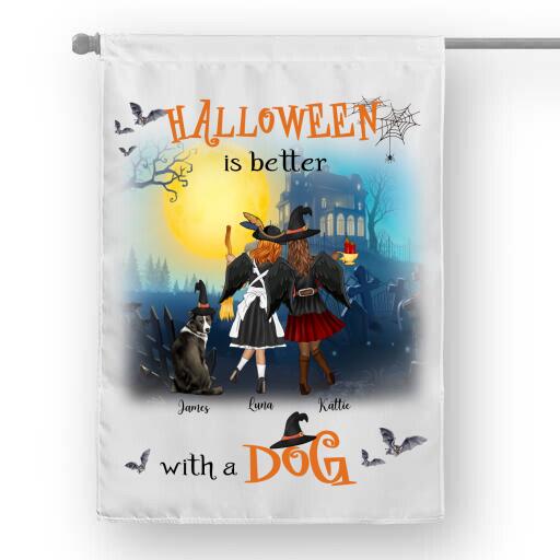 Halloween Is Better With A Dog Personalized T-Shirt, Mug, Canvas Throw Pillow, Blanket, Poster, Best Gifts For Friends, Dog Lovers And Halloween Occasion