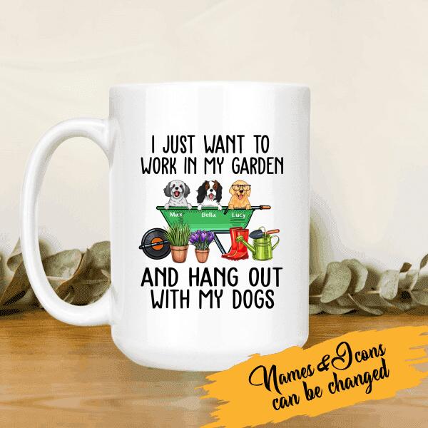I Just Want To Work In My Garden And Hang Out With My Dogs Personalized T-shirt For Dog Lover
