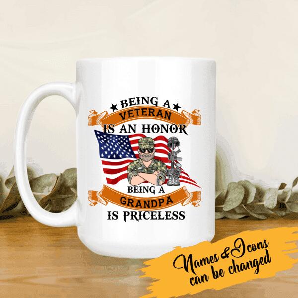Being A Veteran Is An Honor Being A Grandpa Is Priceless Personalized T-shirt, Mug, Best Gifts For Veterans Day