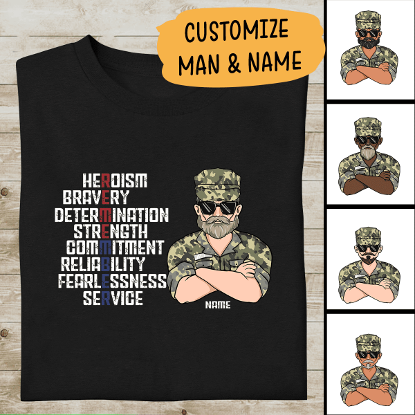Remember Heroism Bravery Determination Strength Commitment Personalized T-shirt, Best Gift For Veterans Occasion