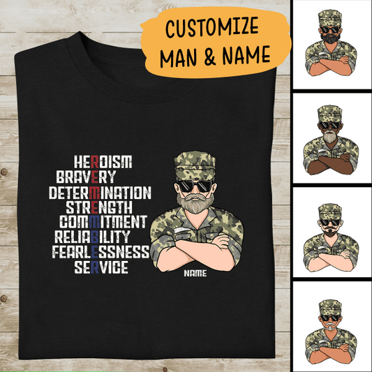 Remember Heroism Bravery Determination Strength Commitment Personalized T-shirt, Best Gift For Veterans Occasion