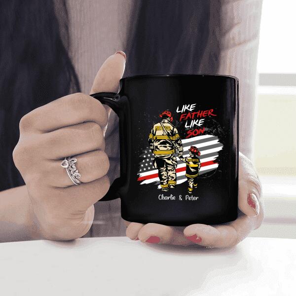 Like Father Like Son Personalized T-shirt, Best Gift For Firefighter
