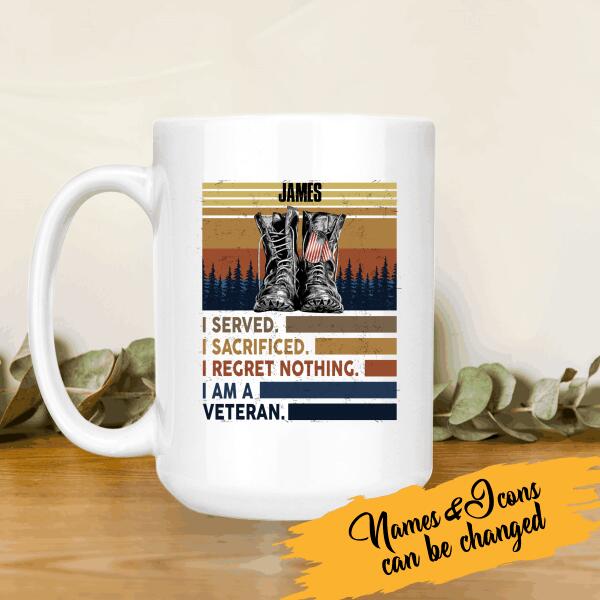 I Served I Sacrified I Regret Nothing Personalized T-shirt For Dad Grandpa Papa Veteran Shirt