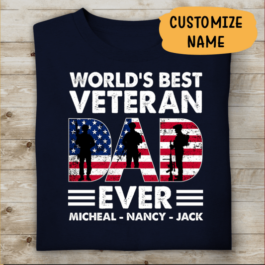 World's Best Veteran Dad Ever Personalized T-shirt, Best Gift For Dad Veterans