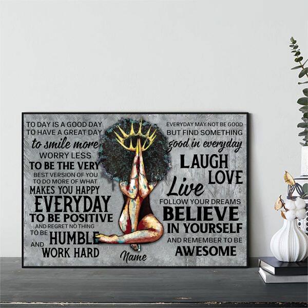 Black Queen - Makes You Happy Everyday Personalized Canvas, Best Gift For Black Women