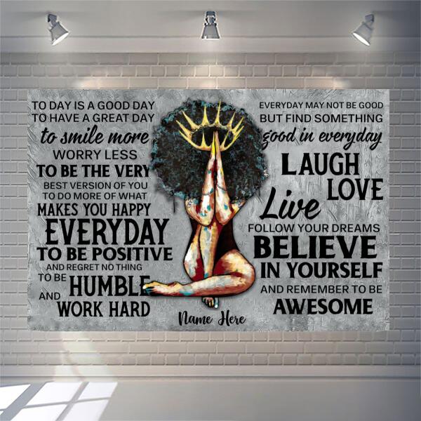 Black Queen - Makes You Happy Everyday Personalized Canvas, Best Gift For Black Women
